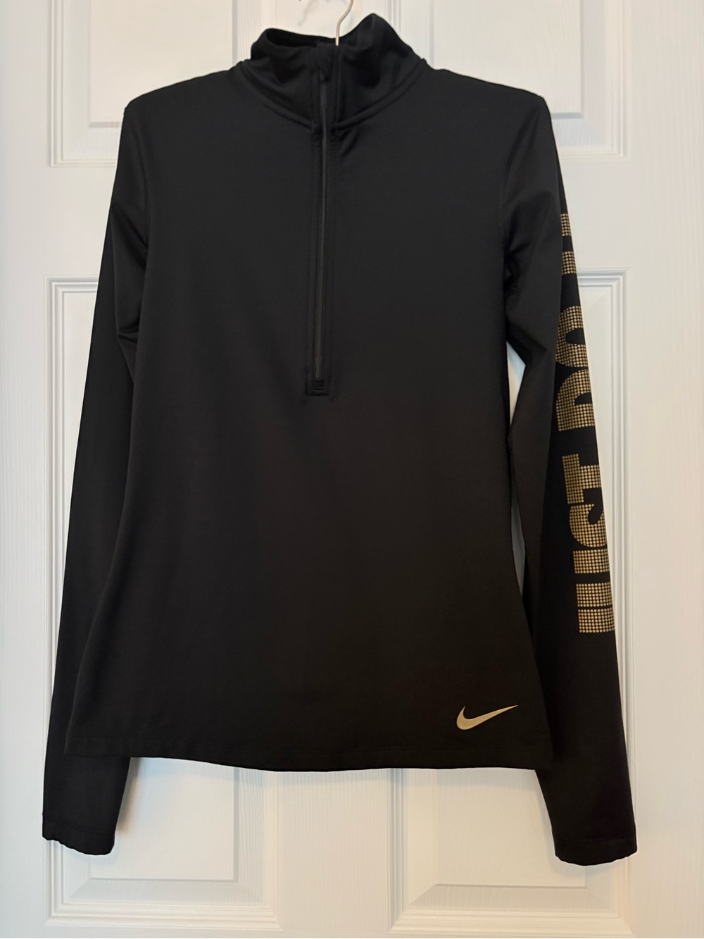 NIKE ELEMENT DRI FIT 1/2 ZIP PULLOVER WOMENS S BLACK JUST DO IT STRETCH RUNNING